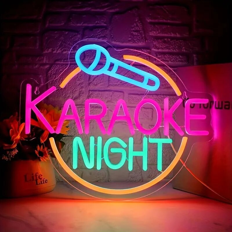 Karaoke Night неоновая вывеска светодиодная подсветка USB питание подходит для украшения стен на вечеринках и в барах32x38.5cm
