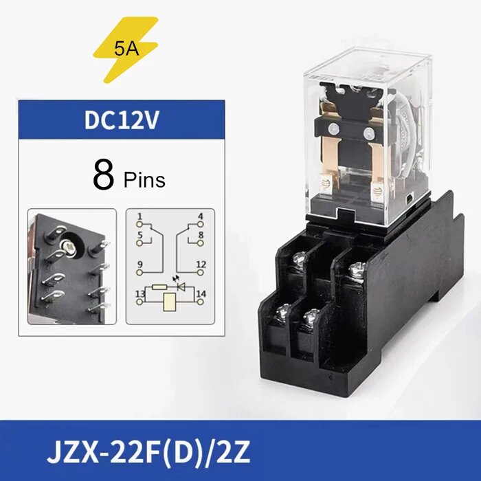 Реле электромагнитное CHINT JZX-22F(D)/2Z 12V DC, 8 Pins