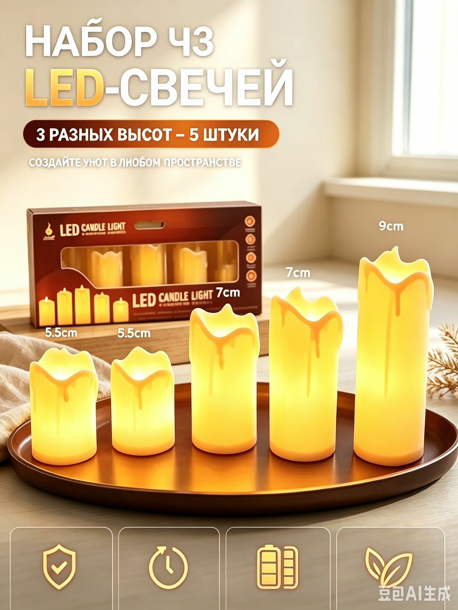 STARLEK Свечи поминальные "Без запаха" 7 см х 3.6 см 5 шт