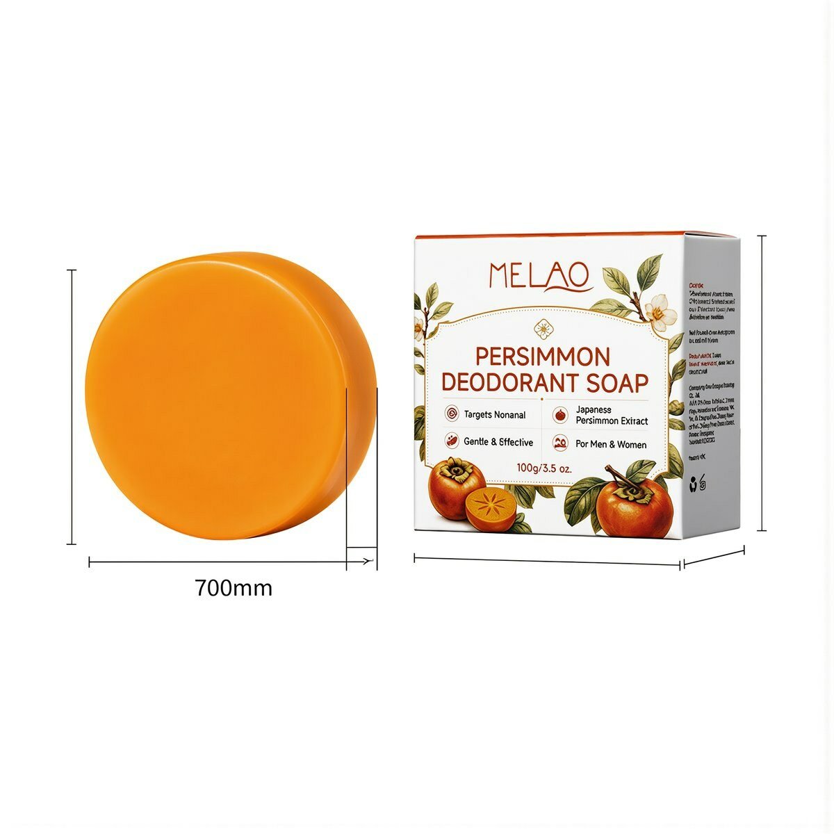 Мыло дезодорирующее с экстрактом хурмы Persimmon Deodorant Soap 100 г, мягкое очищение для лица и тела, подходит для мужчин и женщин, повседневное использование дома, Мыло с экстрактом хурмы 100 г, уп