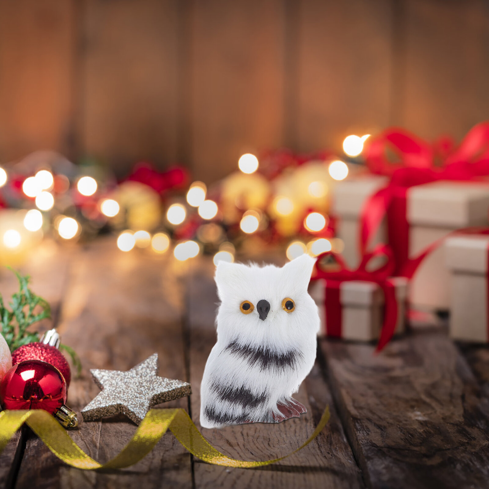 Christmas Owl Decoration For Home Office Mini Desktop Decor White
