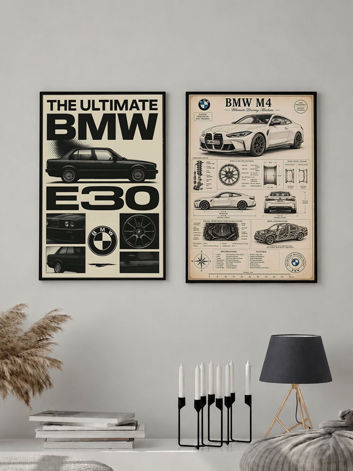 Набор Постеров / Плакатов Эстетика БМВ (BMW) 2 Листа А3