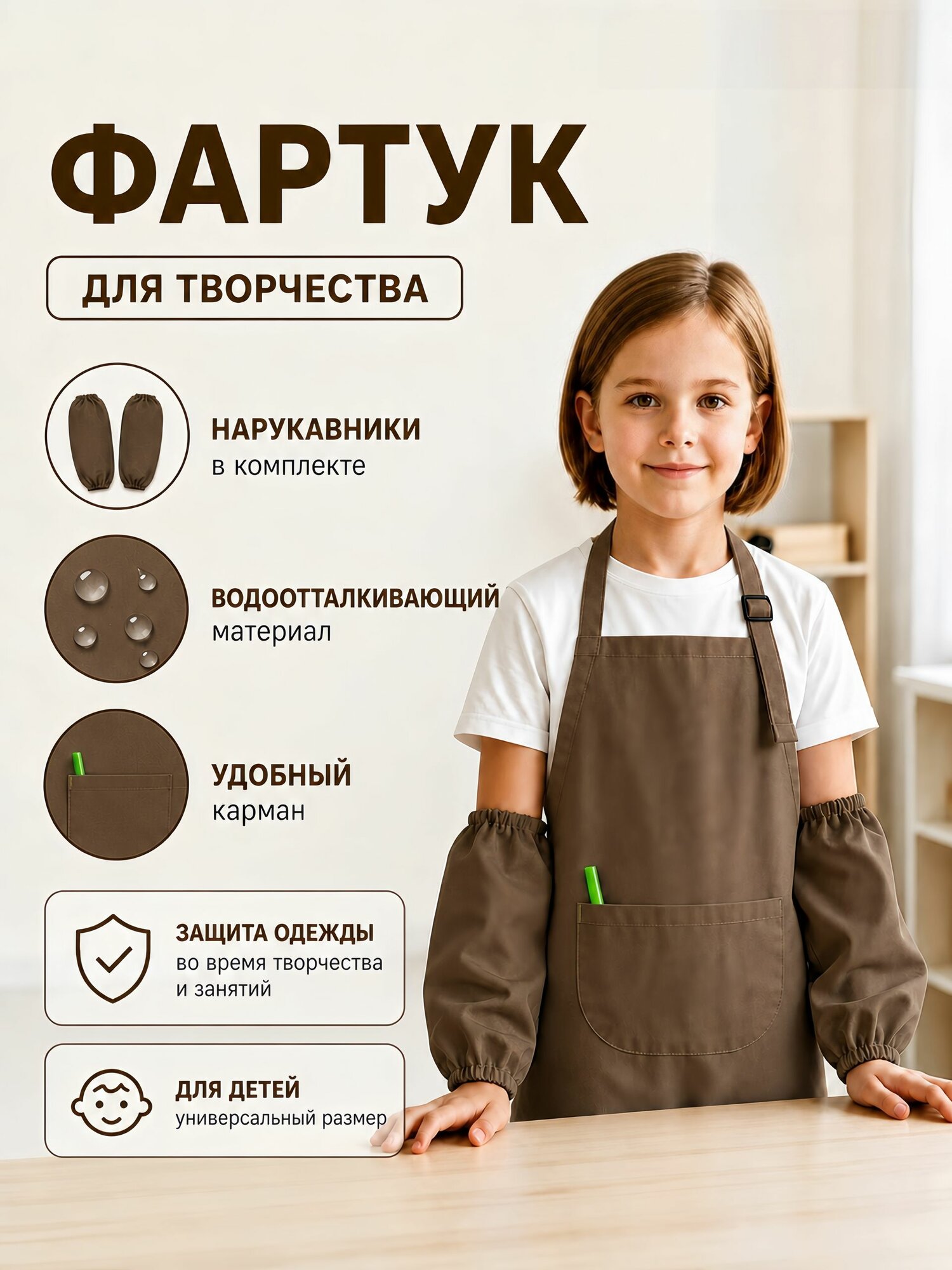 Фартук с нарукавниками для рисования, для труда. wl