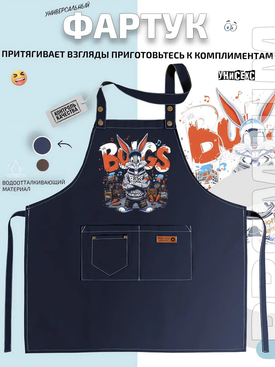Фартук Багс Банни Bugs Bunny мультфильм главный герой кухонный с принтом универсальный