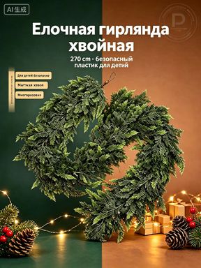 270 см 1 шт Гирлянда хвойная полиэтилен темно-зеленый