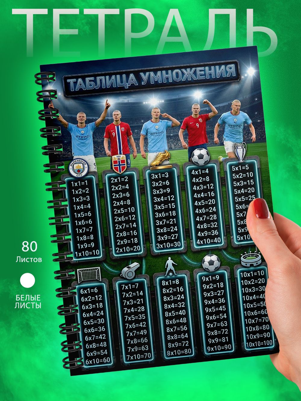 Тетрадь - Таблица умножения - футболист - Эрлинг Холанн