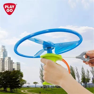 PLAYGO Детский вращающийся диск с ручным тяговым шнуром для игр на улице, синий