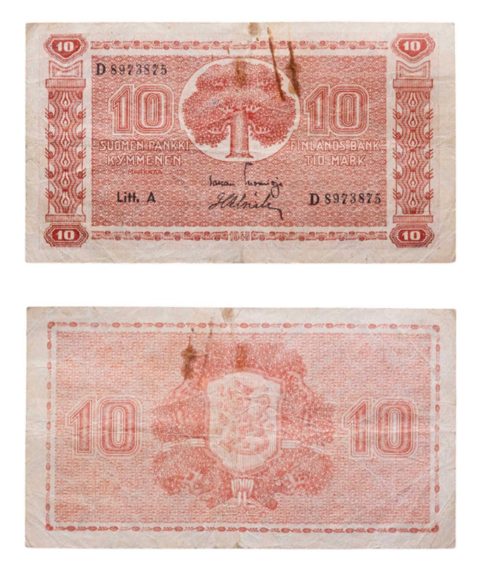 Финляндия 10 марок 1945