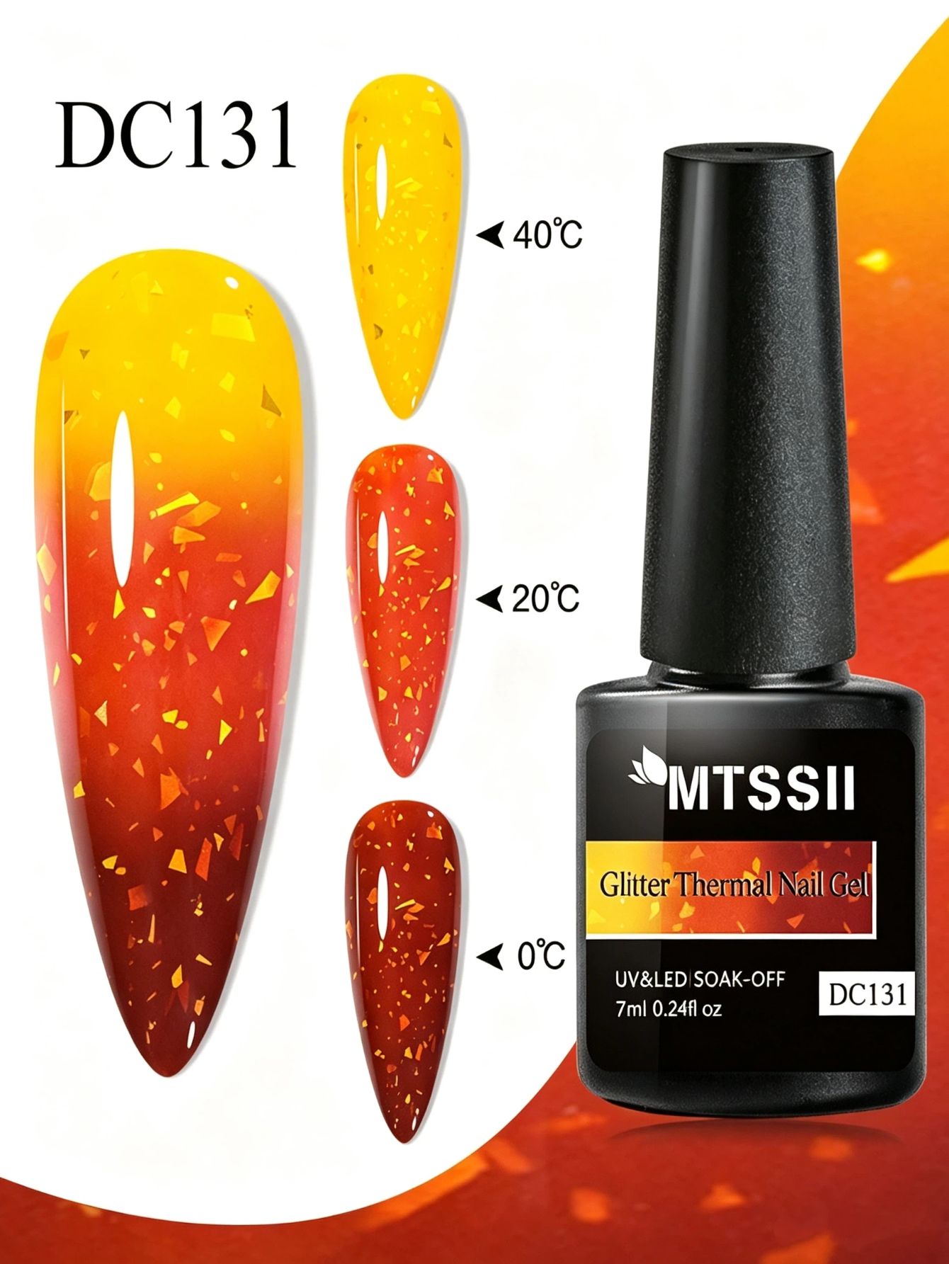 MTSSII Термо гель-лак с золотой лист, 7ml, трехступенчатый Термо Гель-Лак, полуперманентный, UV LED для дизайна ногтей