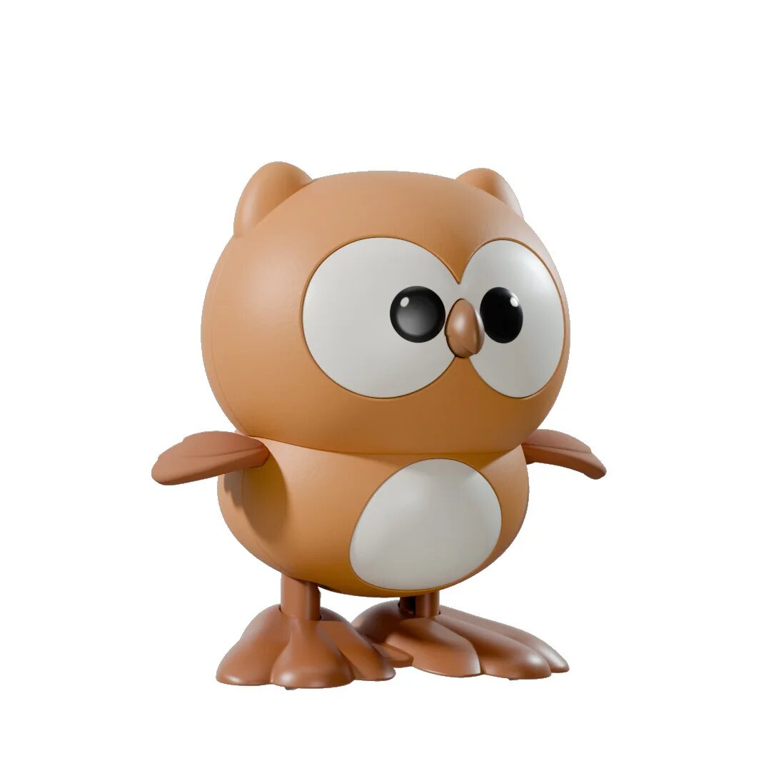 Игрушка сова пластиковая настольная фигурка розовая с белым животом модель 8605