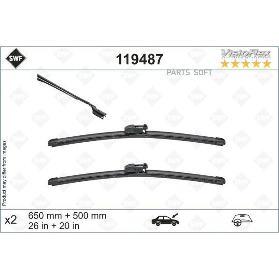 Щетки с/о бескаркасные к-кт SWF 650+500mm BMW X3 (G01, F97)07.17 -/BMW от официального дистрибьютора, SWF, артикул 119487