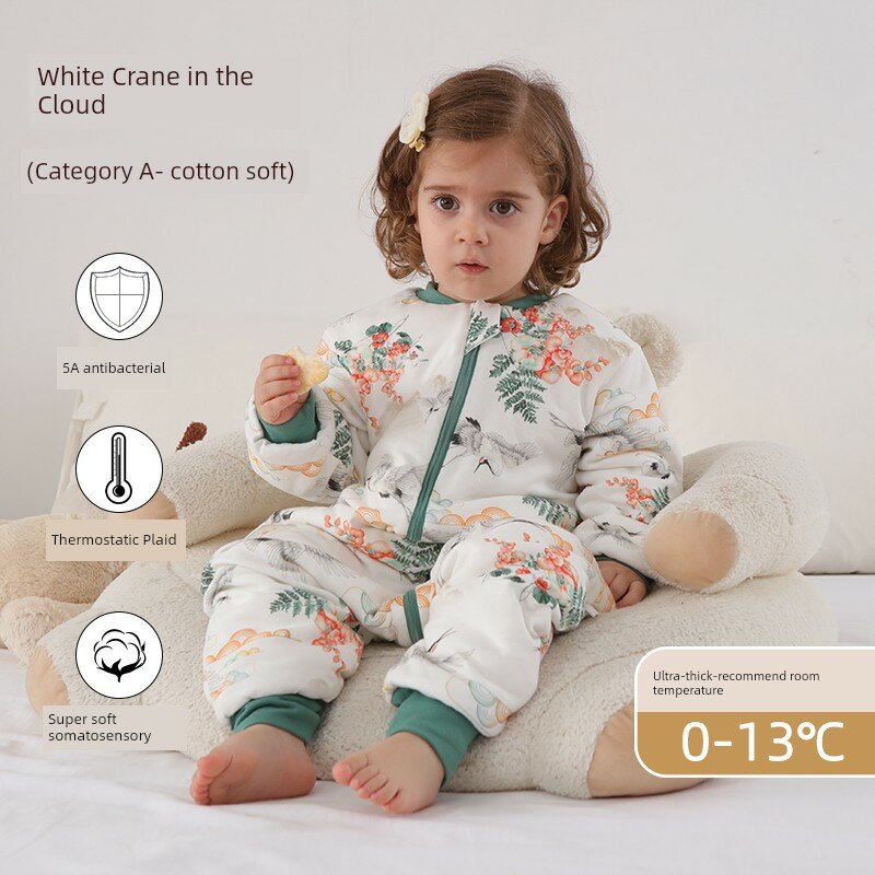 Good Sleep Хлопковая термоконтрольная спящая сумка для зимы, толстая толщина, дизайн белого лебедя в облаках, детский