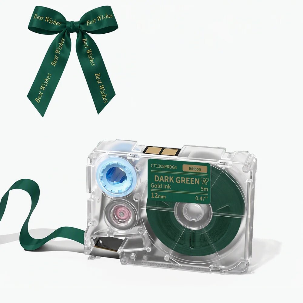 Декоративные атласные ленты Phomemo A30 P15 темно-синие с золотом Зеленый, dark green