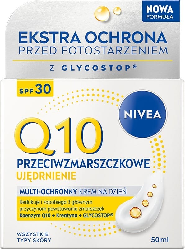 Крем для ухода за кожей Nivea Q10 против морщин и для упругости дневной SPF30, 50 мл