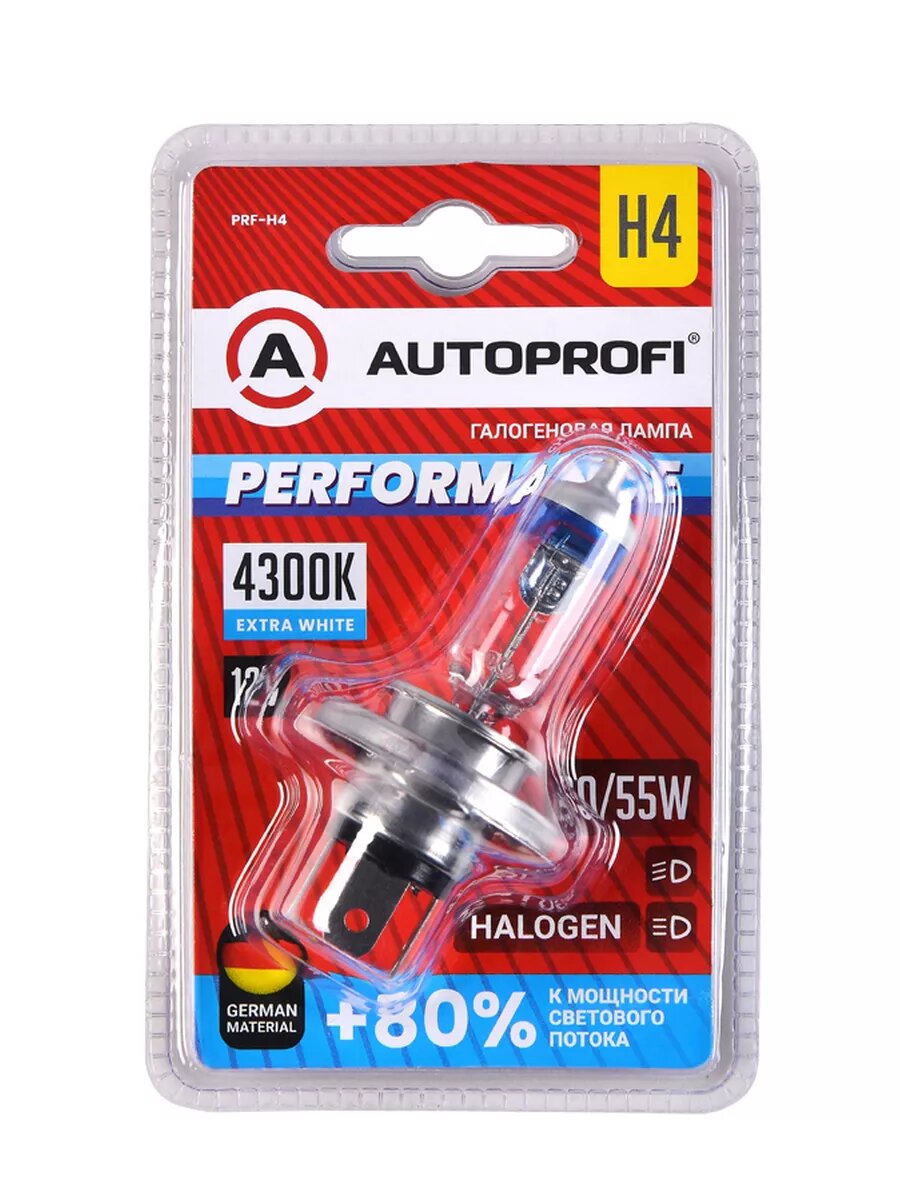 Лампа 12 В H4 60/55 Вт P43t галоген. Performance +80% 1 шт
