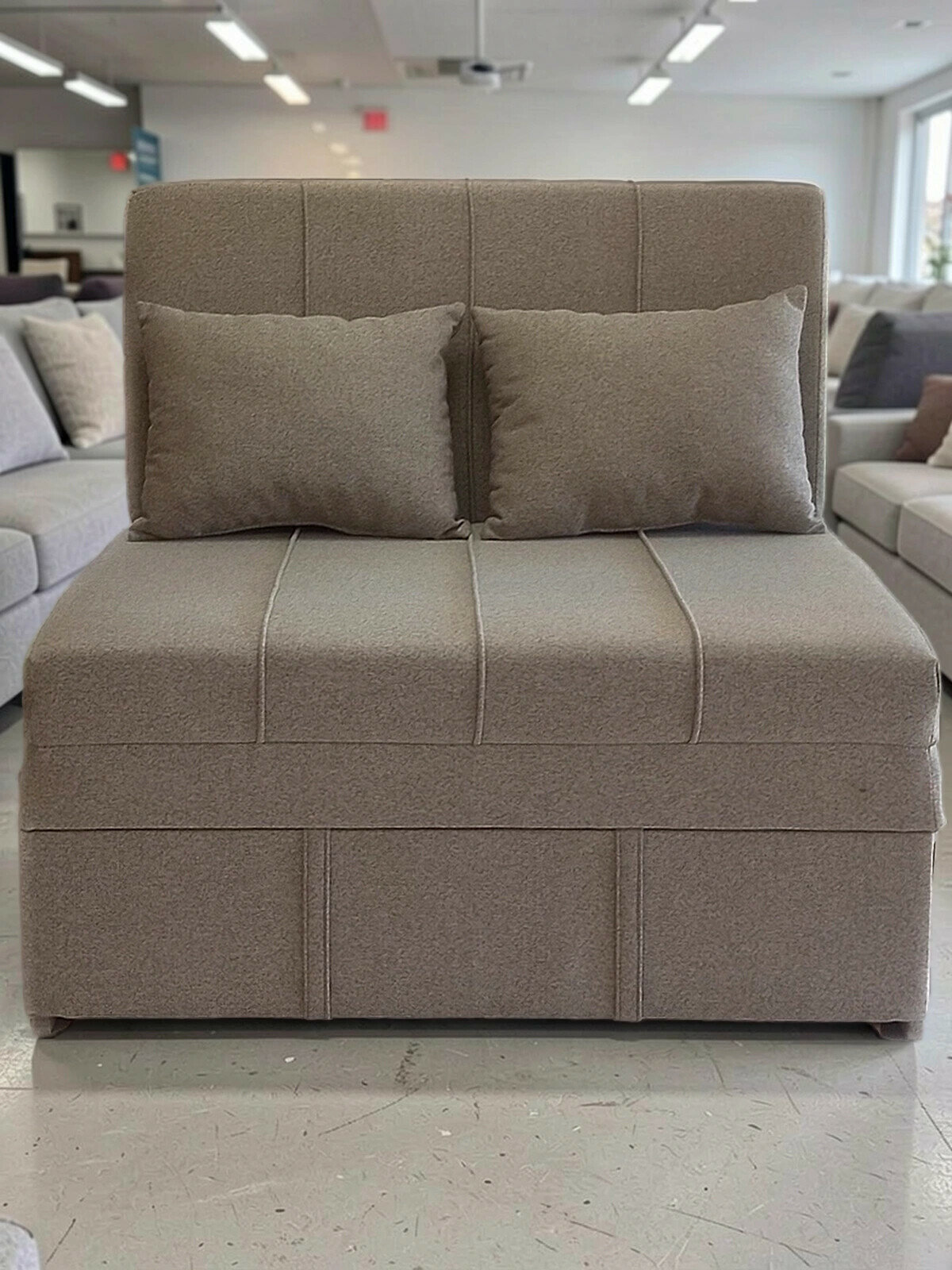 Диван-кровать StylChairs Сёма, 90х80х82 см, ткань рогожка бежевый, с подушками