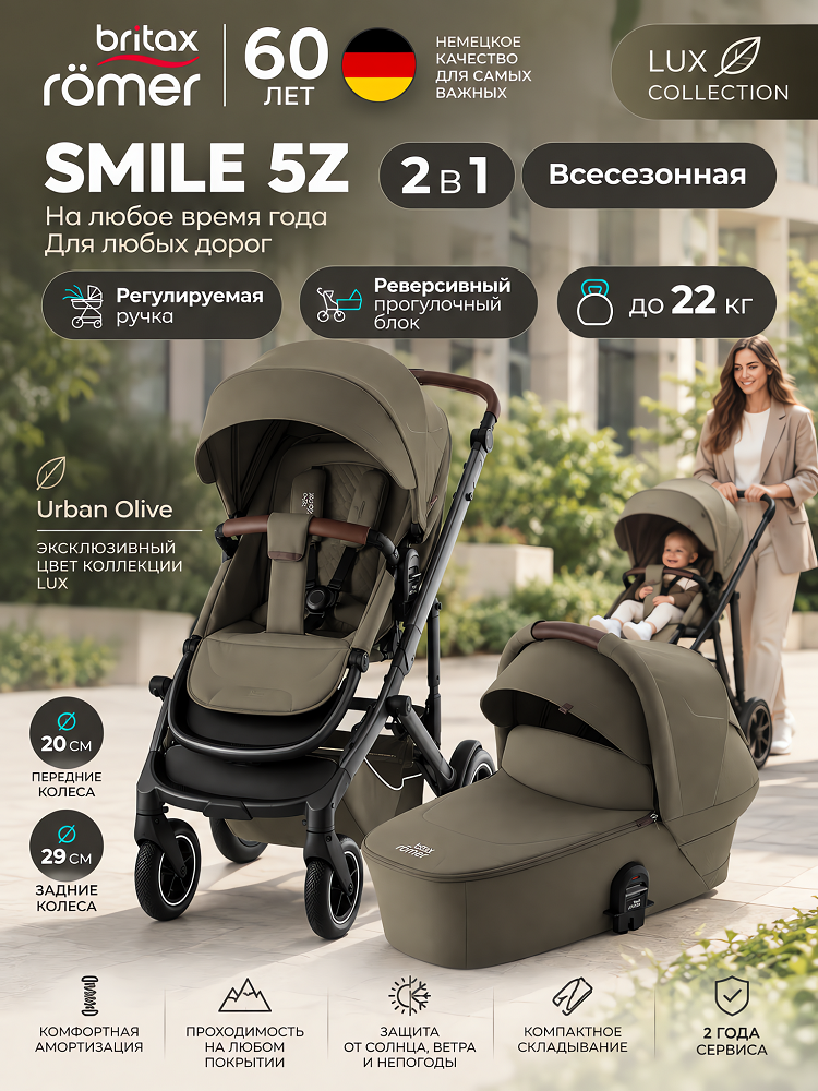 Детская коляска 2-в-1 Britax Roemer Smile 5Z LUX | Urban Olive