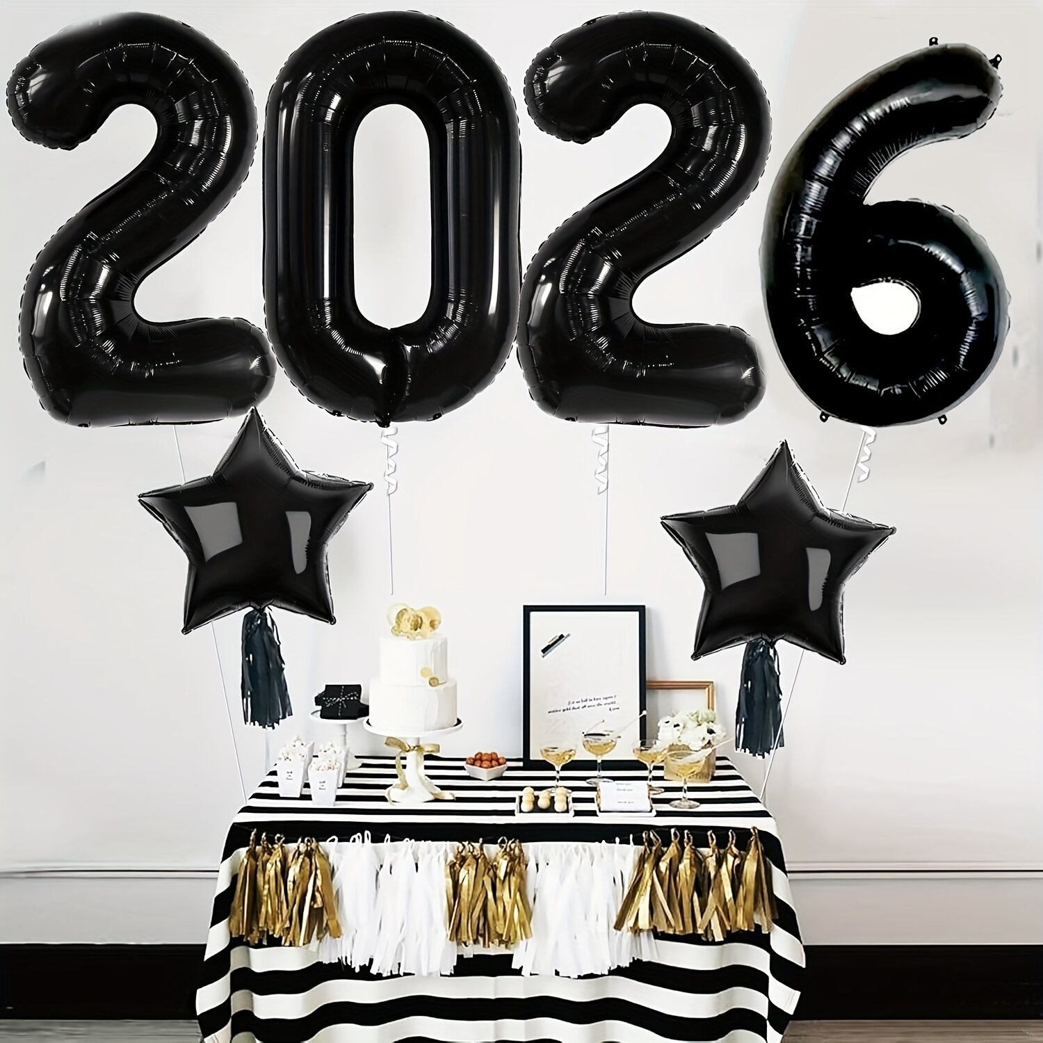 Фольгированные шары с цифрой 2026, 32 дюйма, черные, 4 шт. для украшения праздника и дня рождения