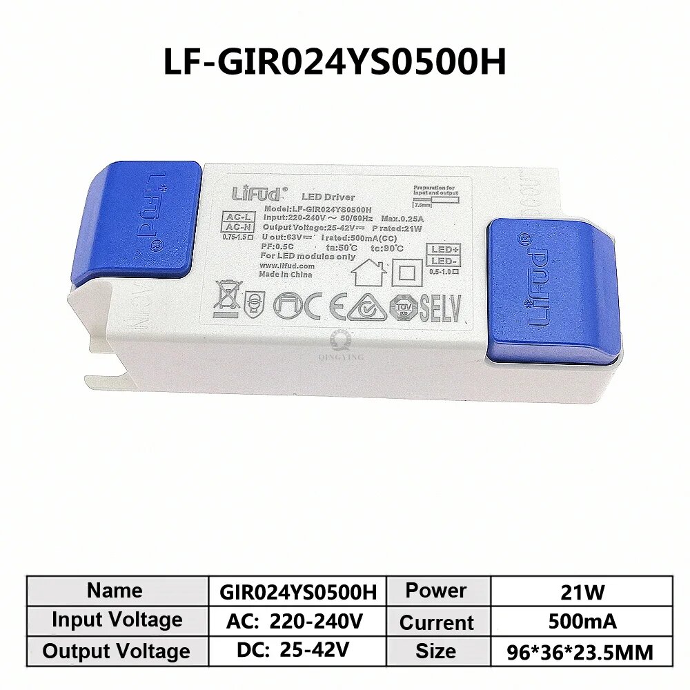 Lifud Трансформатор освещения GIR013 GIR018 GIR024YS 10-23Вт 25-42В LF-GIR024YS0500H