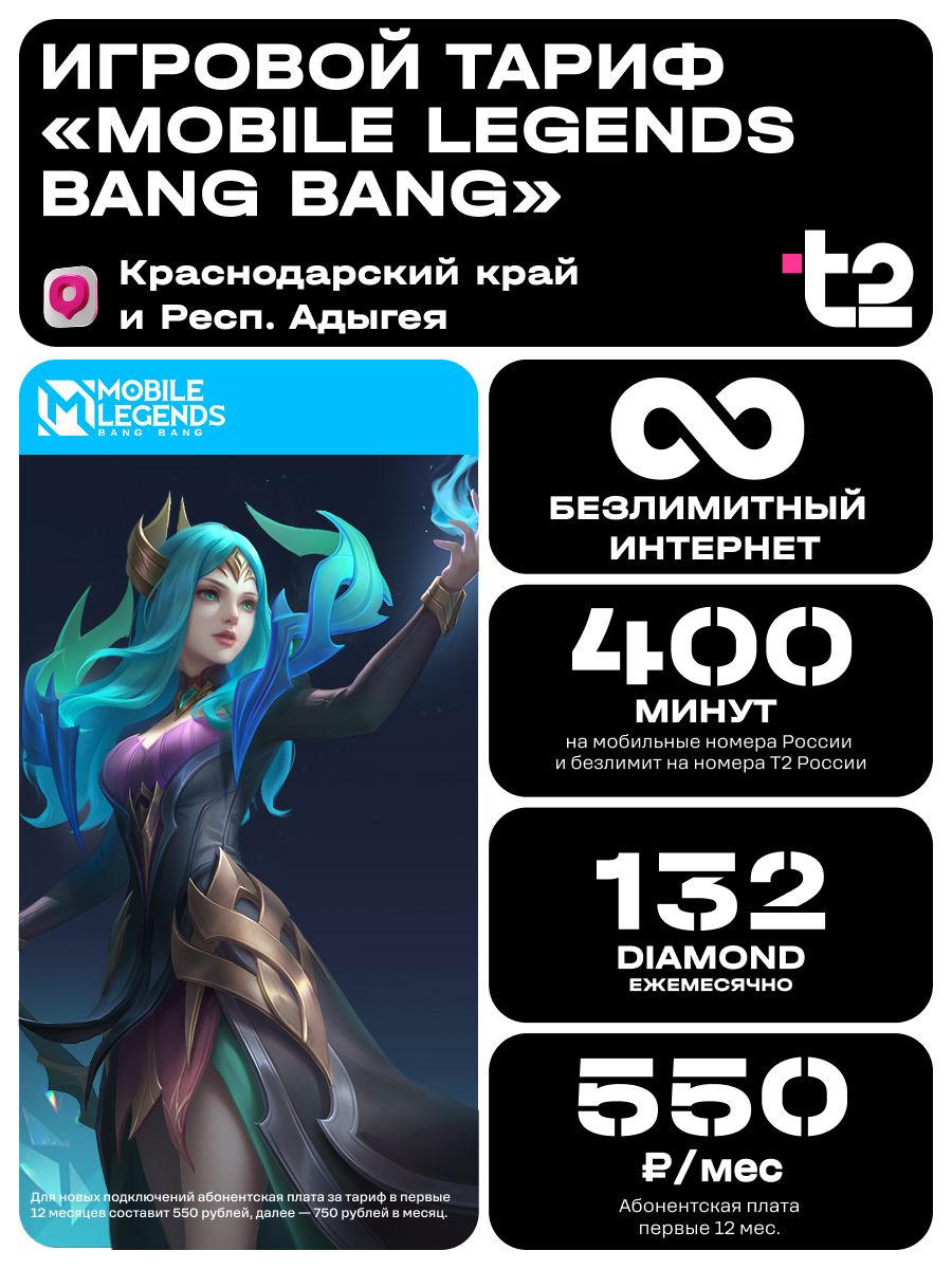 Сим карта Т2 Тариф MLBB Краснодар