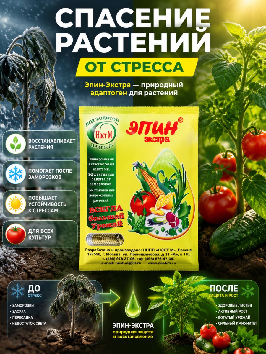 Удобрение Эпин Экстра антистресс, для растений, регулятор роста, 1 мл