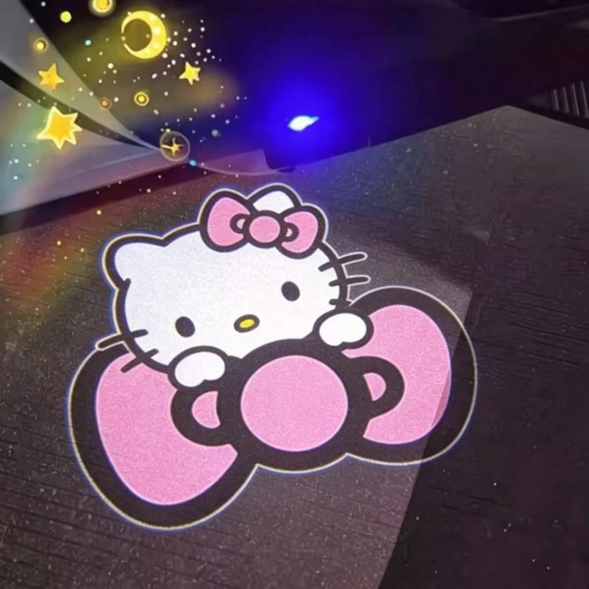 Автомобильный проектор приветственный свет Hello Kitty Ангел, беспроводная сенсорная лампа для двери авто