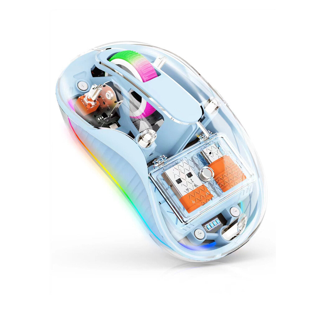 Беспроводная Bluetooth мышь M333 прозрачная для ноутбука и планшета, Type-C, эргономичная, цвет Ocean Blue