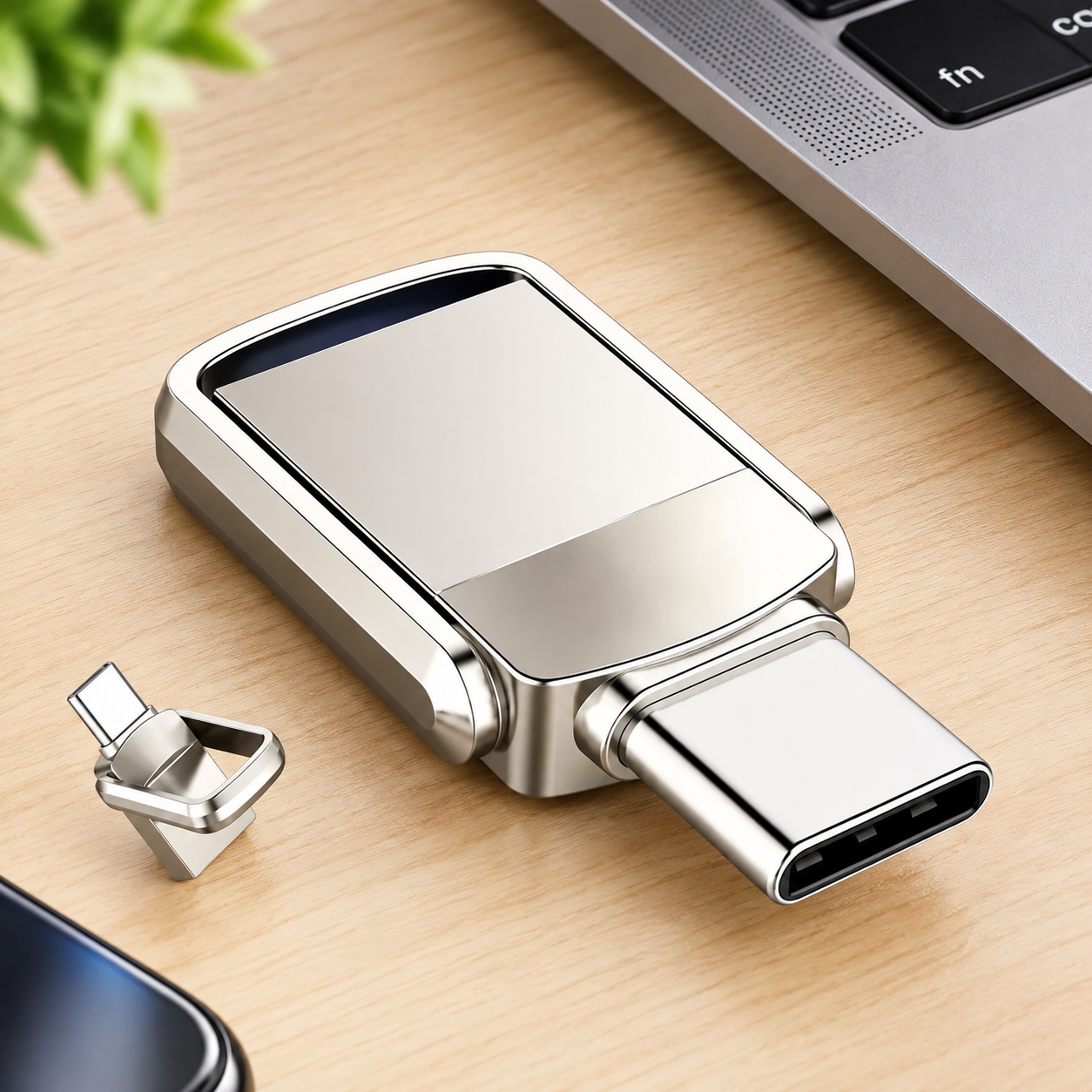 USB-накопитель Type-C 2ТБ, OTG (Цвет товара: серебристый)