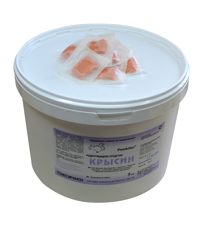 Средство от крыс и мышей Крысин тесто-брикет (5 кг/ведро (классический))