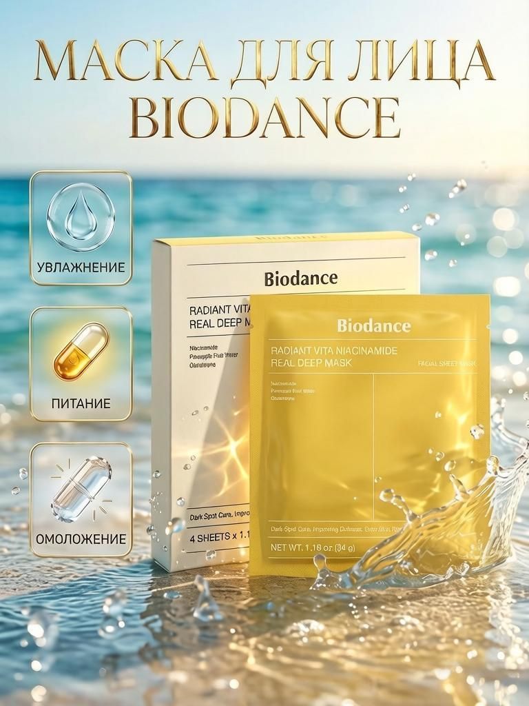 Biodance Маски для лица гидрогелевые Biodance vita niacinamide mask