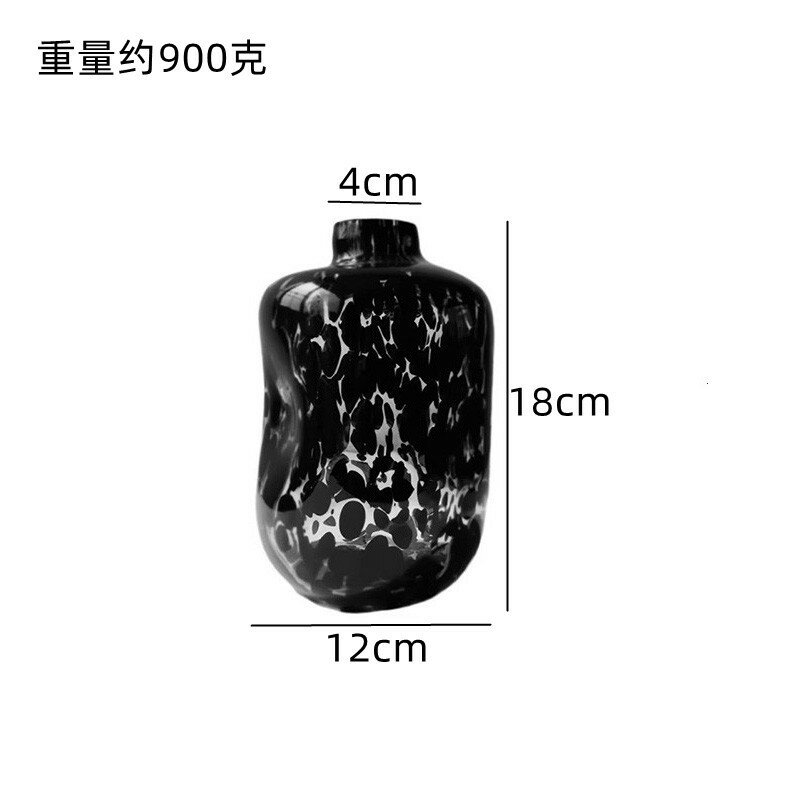 Новая ваза из стекла ручной работы в античном стиле с леопардовым принтом, чёрно-точечная, доступная роскошь для дома.