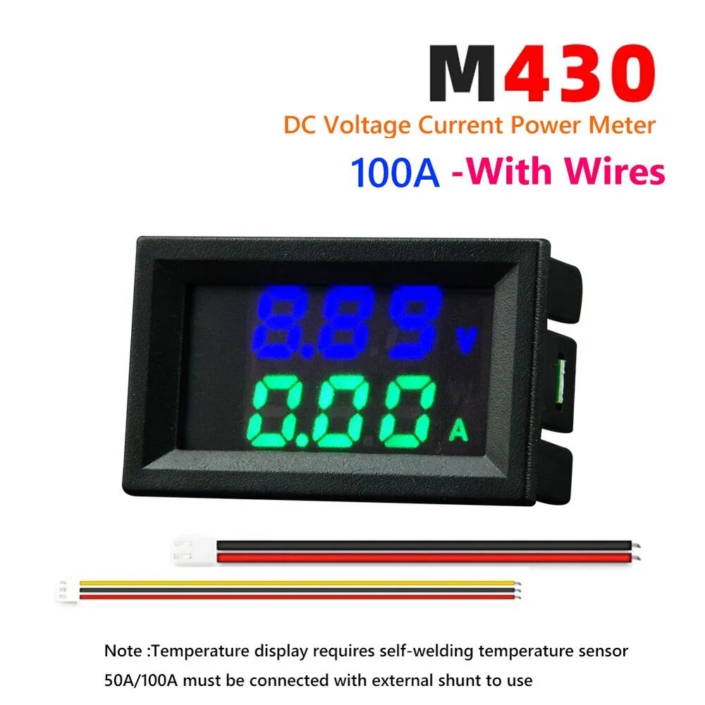 Цифровой вольтамперметр M430 с двойным LED-дисплеем: 0 100 В, 100 А