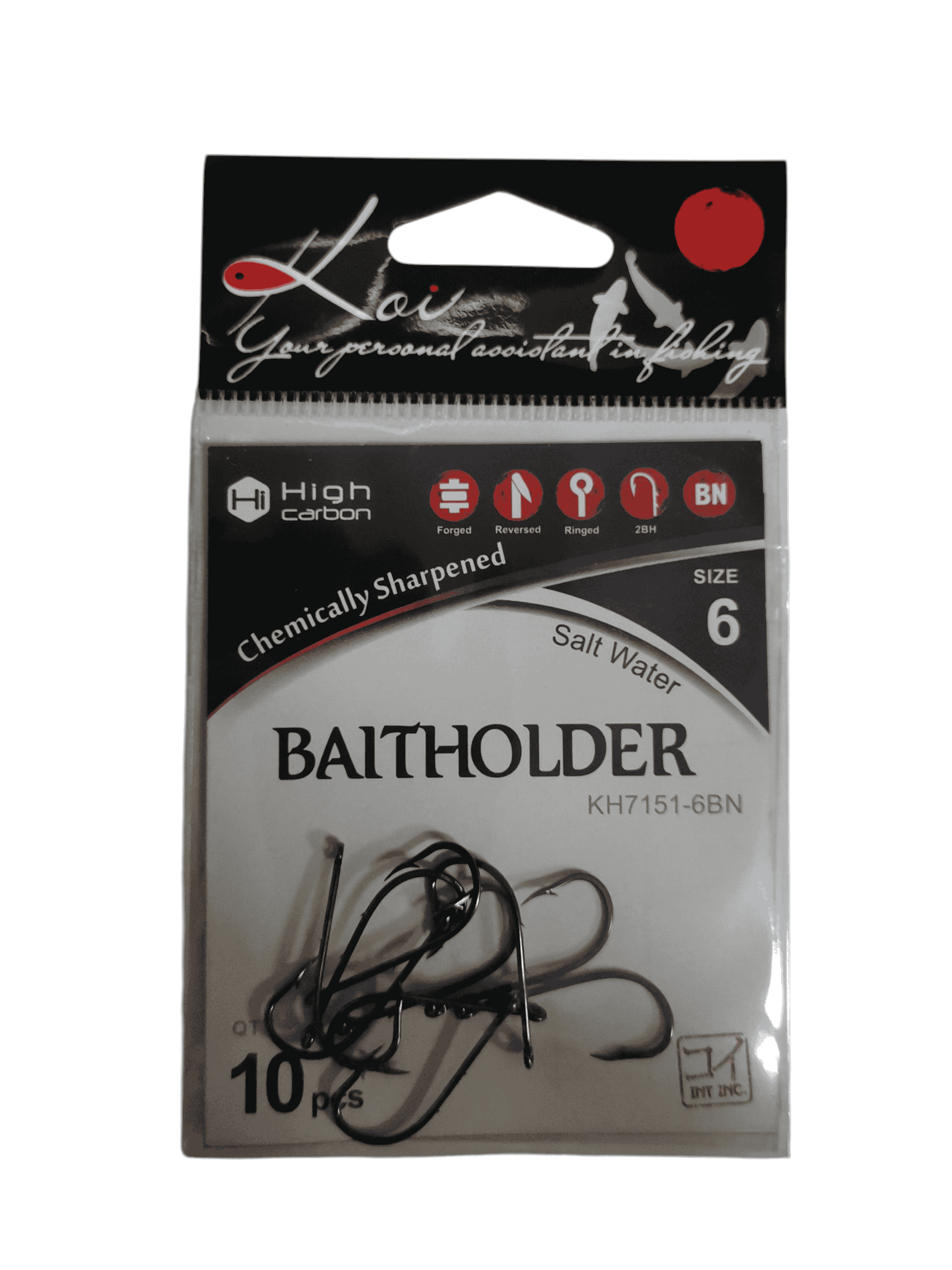 Крючок KOI "BAITHOLDER", размер 6 (INT), цвет BN (10 шт.)/125/