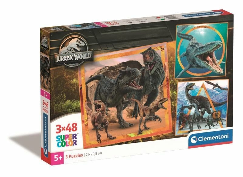 Пазл Clementoni Super Color Jurassic World, 3x48 элементов, 21x20.5 см