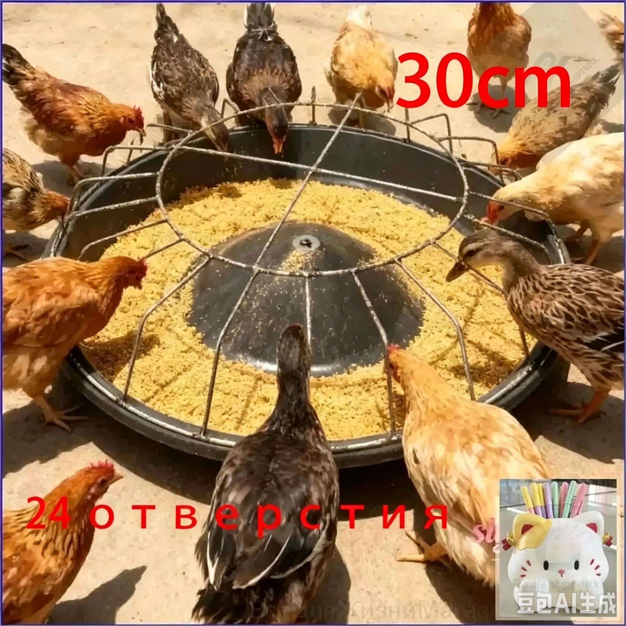 30 см / Кормушка бункерная лотковая для кур, птиц, перепелов, цыплят, бройлеров / кормушка, поилка для домашней птицы1pc