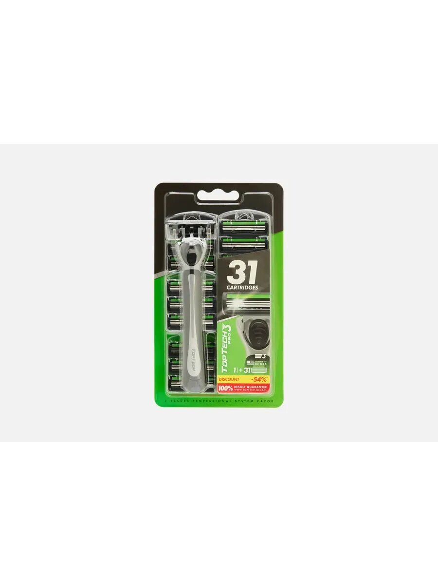 #TOPTECH Razor Pro3 Бритвенный cтанoк + 31 cменная каccета 32шт#
