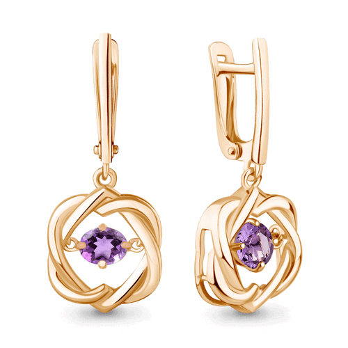 фото Серьги diamant online, серебро, 925 проба, золочение, аметист, длина 2.8 см, , фиолетовый