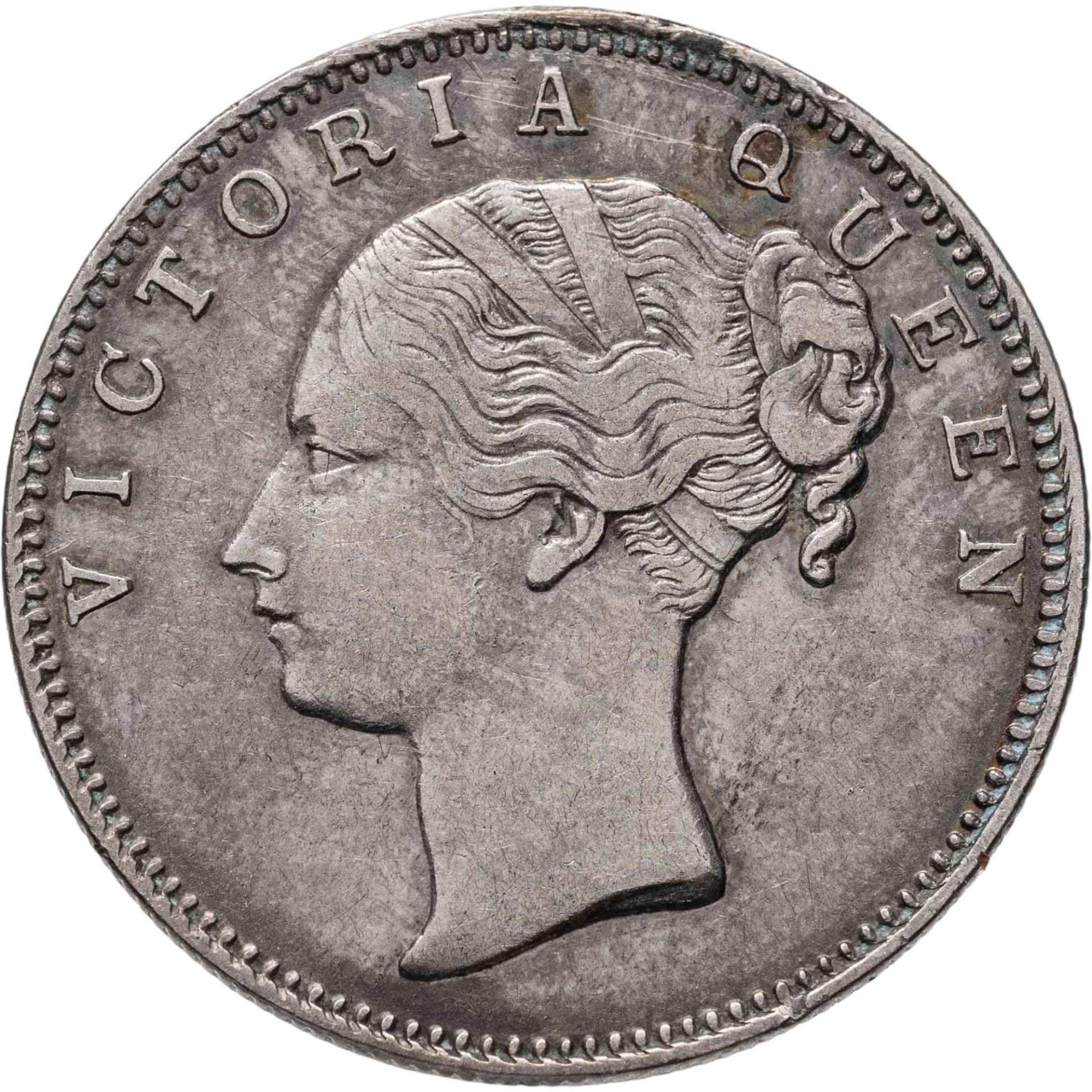 Индия Британская 1 рупия rupee 1840 "VICTORIA QUEEN" над головой, Серебро 917, в сохранности XF