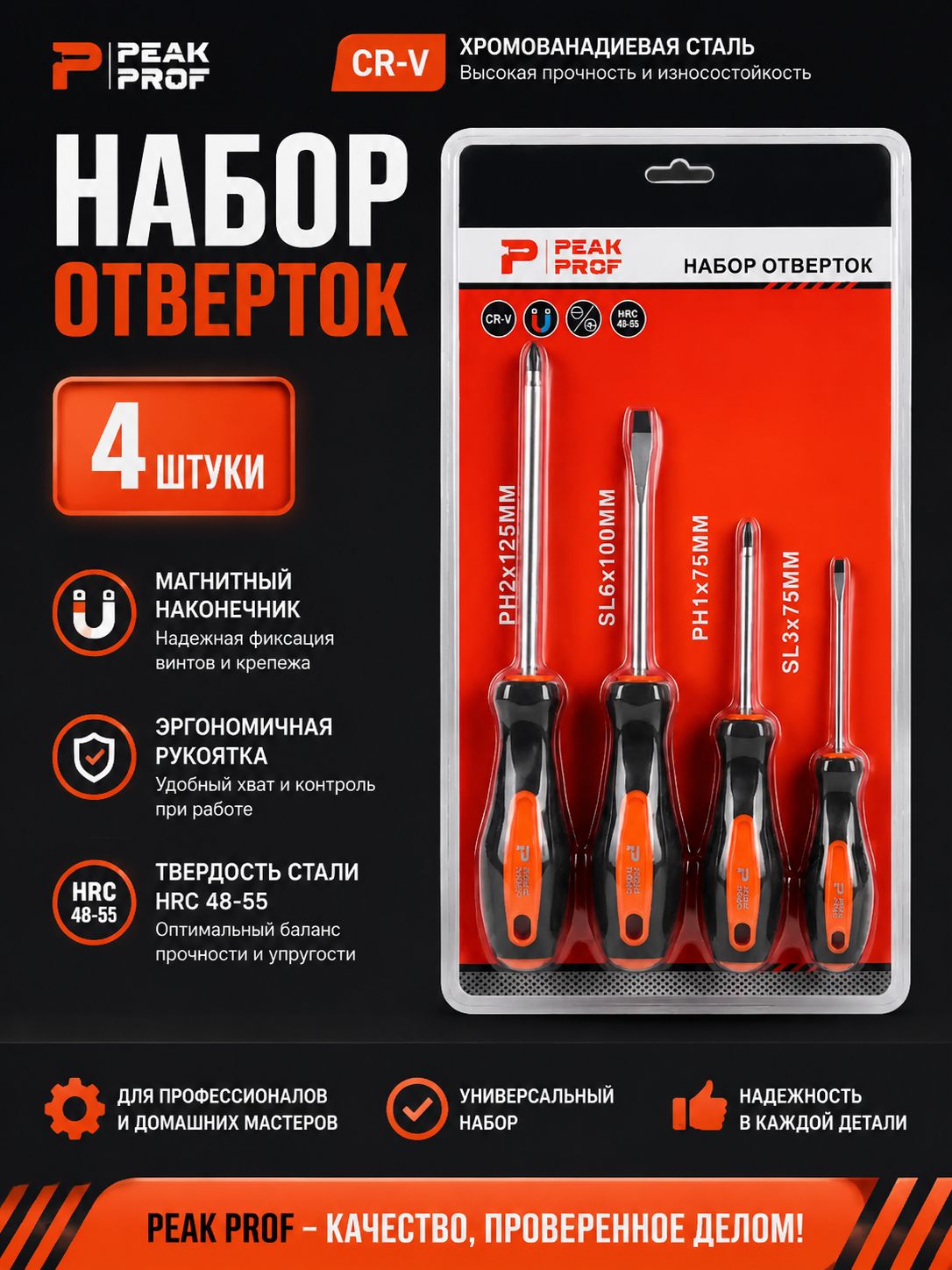Набор отверток 4 штуки