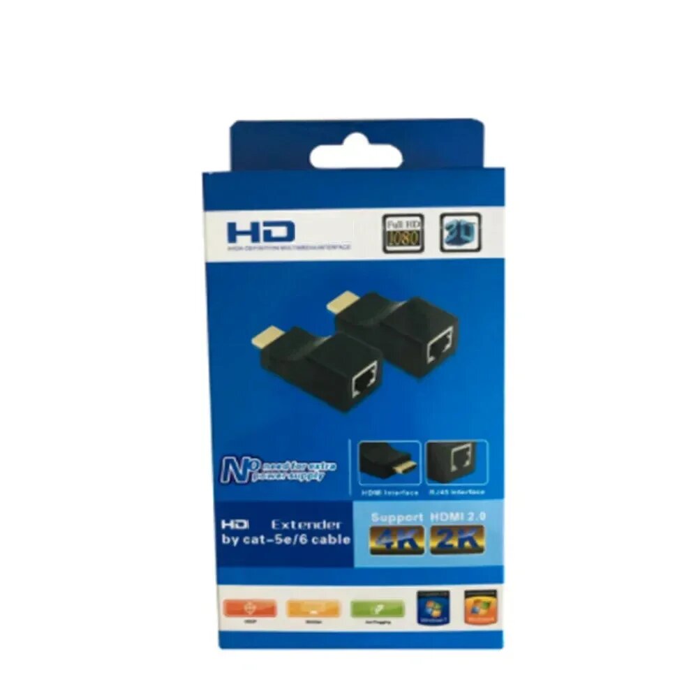 HDMI удлинитель по Cat-5e/6, 2 шт, черный