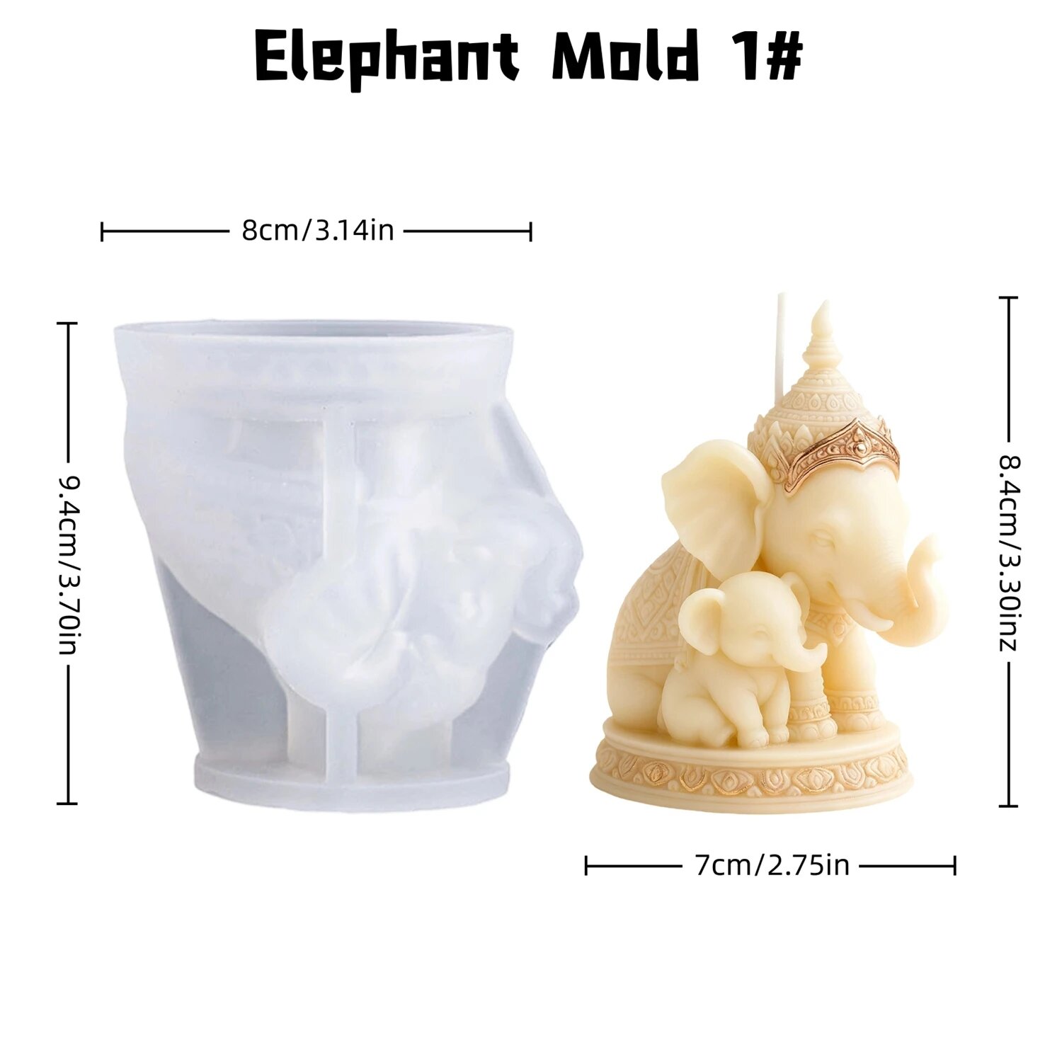 Силиконовая форма для свечей "Мать и дитя слоны" Elephant Mold 1