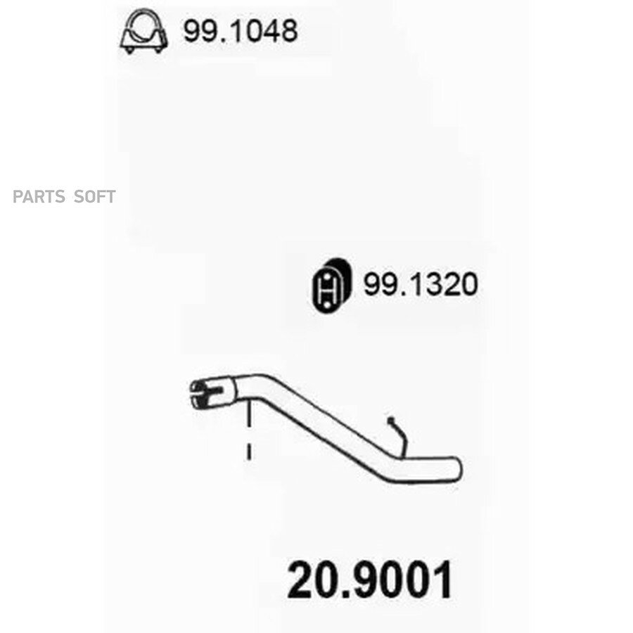 Труба глушителя от официального дистрибьютора, ASSO, артикул 209001