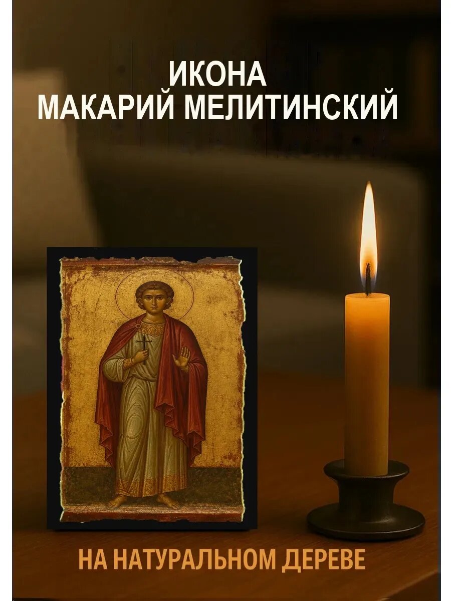 Икона Макарий Мелитинский, на дереве, 10×12 см, освящённая, ручная работа