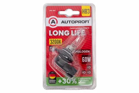 Лампа галогенная HB3, 12V, 60W, (P20d), 1 шт, +30% LONG LIFE; Autoprofi