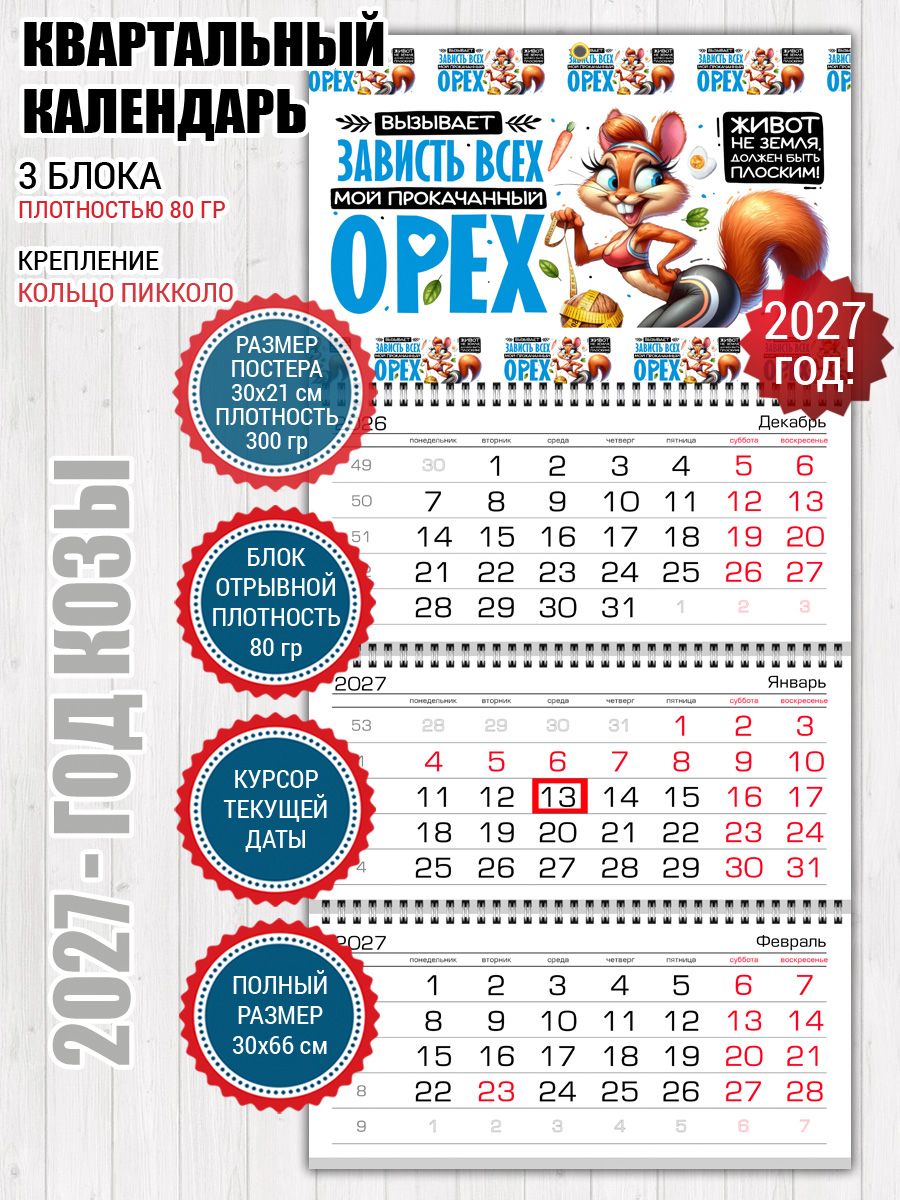 Календарь для тренера Белочка