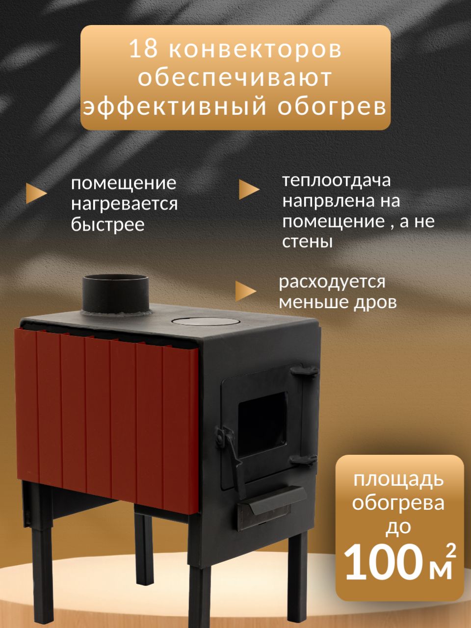 Печь буржуйка отопительная, дачи, гаража, сталь 3,5 мм. — фото 1
