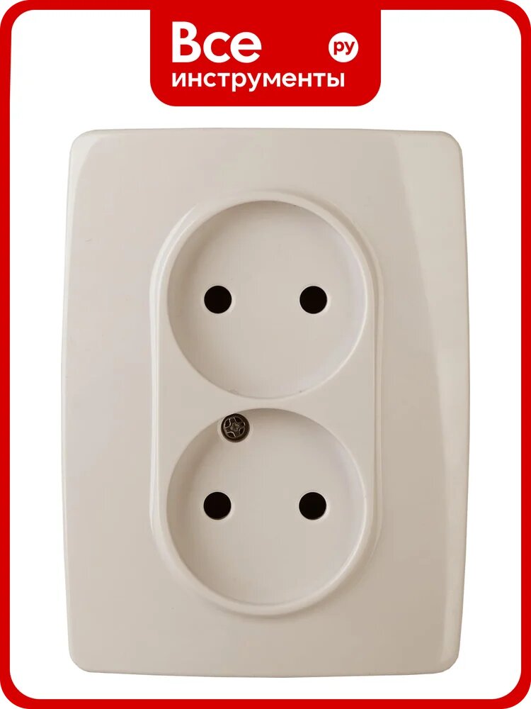 Розетка ЭРА 12-2107-02 2X2P, 16A-250В, IP20, 12, слоновая кость Б0031239