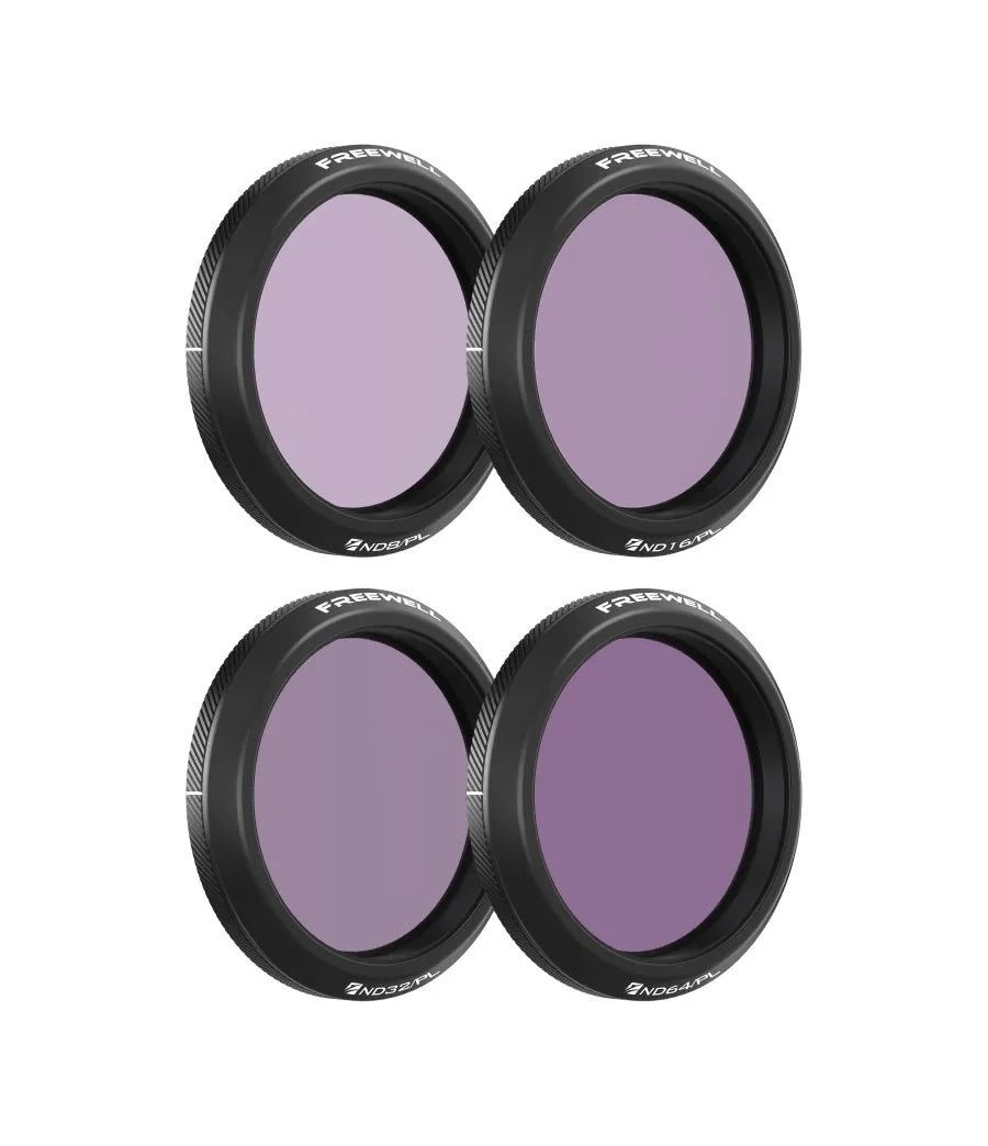 Набор светофильтров Freewell Bright Day для DJI Osmo Action 5 Pro, Action 4, Action 3, 4 шт: ND8/PL, ND16/PL, ND32/PL, ND64/PL, магнитные