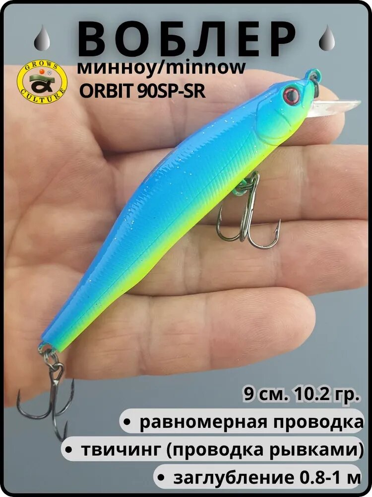 Воблер минноу суспендер Grows Culture Orbit 90sp-sr/90 мм 10.2 г col#c203 Заглубление 0,8 - 1м Приманка нейтральной плавучести Орбит для рыбалки на щуку, окуня, судака