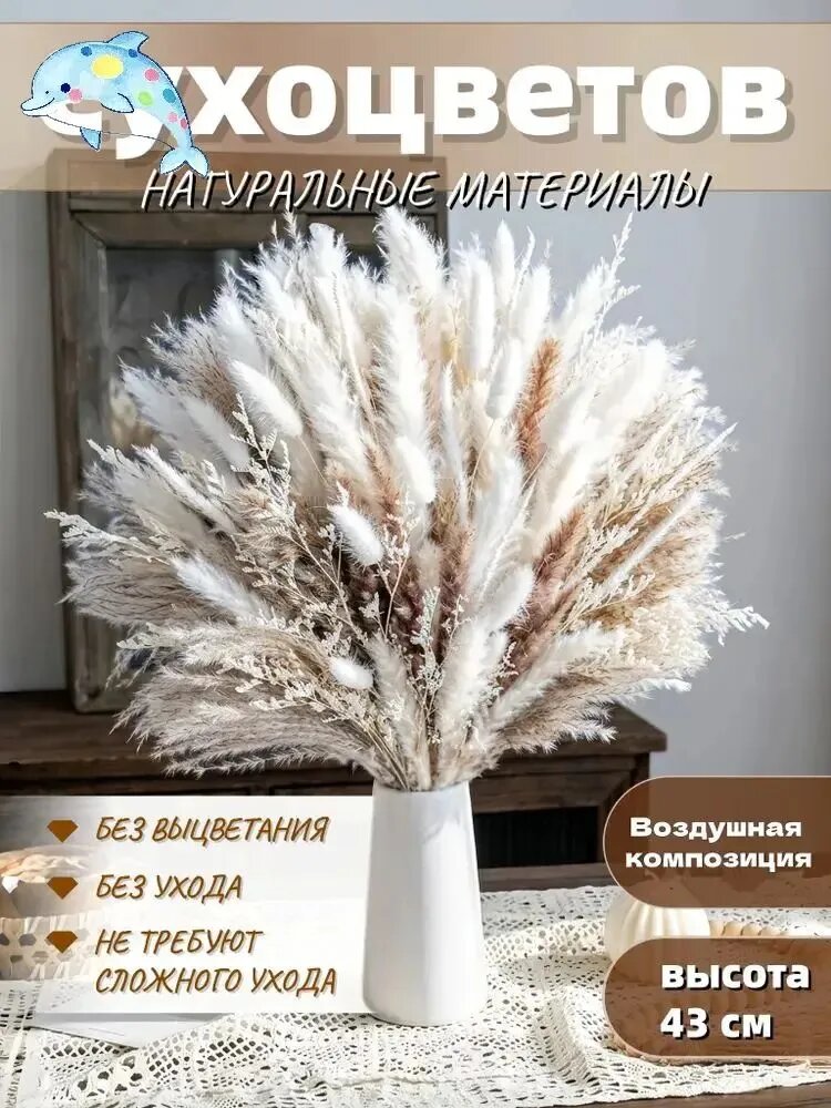 Сухоцветы 85 г 1 шт светло-бежевый, Артикул: 5710491188, Цвет: Светлый бежевый цвет